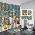 Starfish and Seashell Creative Series 3D Digital Printed Shower Curtain