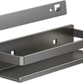Stainless Steel Wall Mounted Floating Shelves, Drill-Free Adhesive or Screw In, Rustproof Bathroom Organizer & Kitchen Spice Storage Rack, Detachable Metal Display Shelf for Living Room, Gray