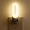 LED Night Light Plug in Wall with Digital Clock, Remote Control, 350° Rotatable Head, Adjustable Brightness, Warm White Lamp for Bedroom Bathroom Hallway(White,1 Pack)