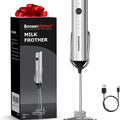 Bonsenkitchen Rechargeable Milk Frother with Stand, 3-Speed Handheld Coffee Frother, Dual Spring Whisk Electric Hand Frother Wand Drink Mixer for Matcha Lattes Cappuccino, Kitchen Gifts