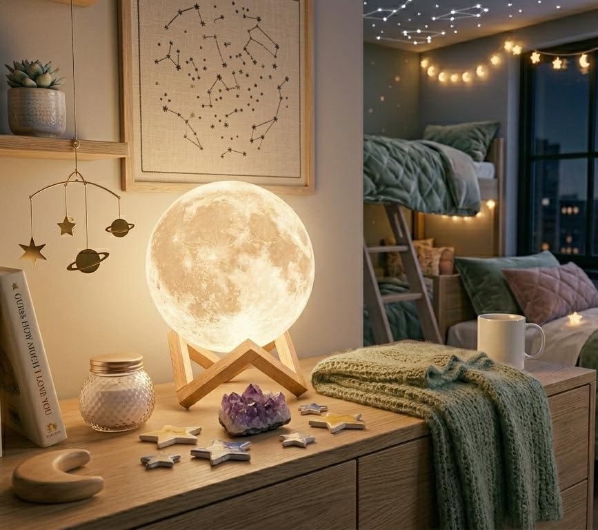 4.7 Inch Moon Lamp for Adults - 16 Color LED Light Up Moon Ball, Realistic 3D Night Light with Remote & Timer - Unique Thanksgiving Gifts