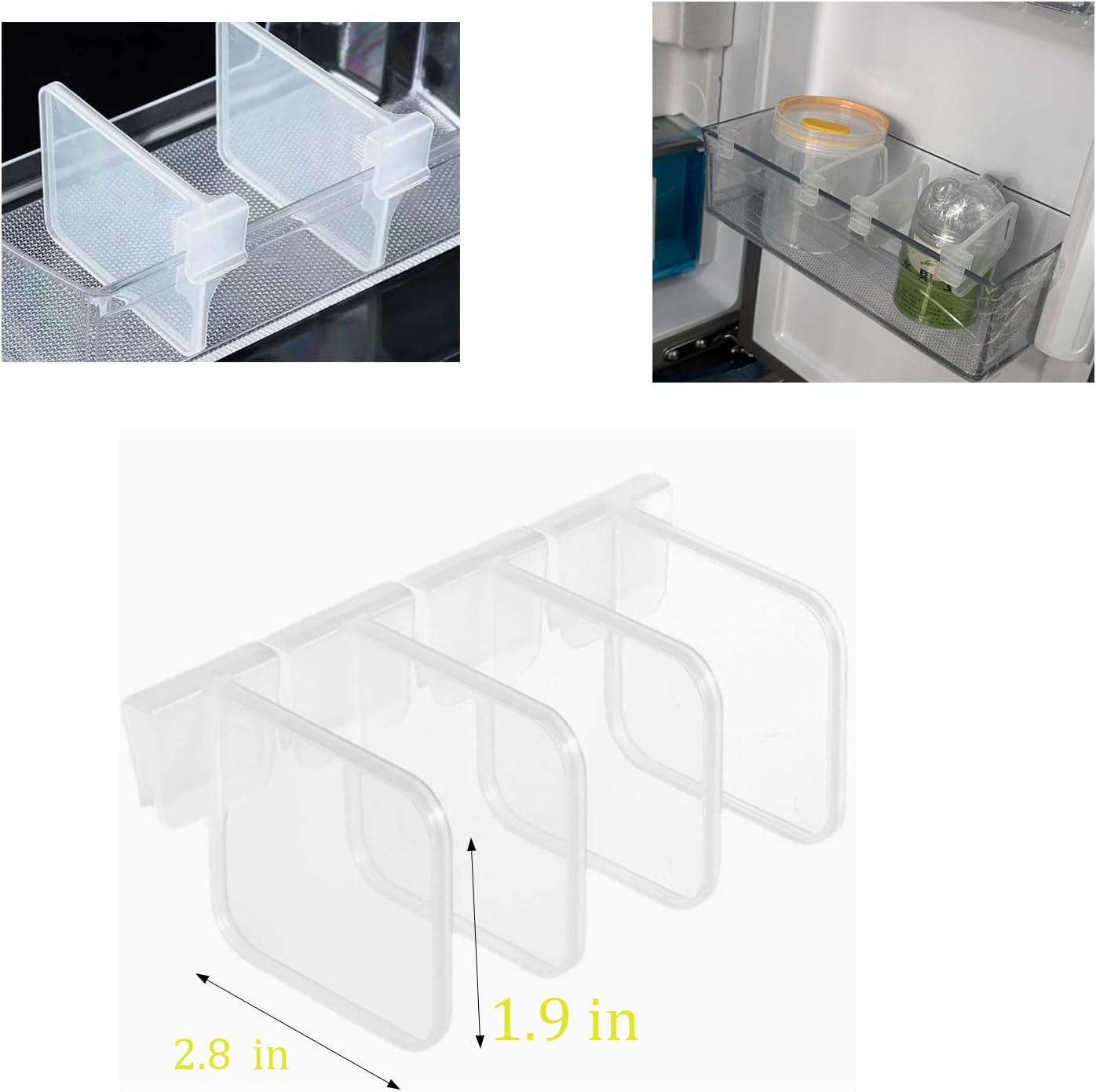 20 pcs Fridge Divider Set, Plastic Retractable Fridge Door Organizer Clip,Clear Refrigerator Organizer Bins Partition,Home Office Clear Tidy Supplies,Kitchen Household Storage Tools(2.8x1.9in)