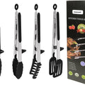 4 Pack Silicone Kitchen Cooking Tongs Set, Stainless Steel Nonstick Food Tong with BPA Free Silicone Tips for Serving Pasta Spaghetti Steak Pie Pizza Salad Vegetable Fruit Grilling BBQ Buffet 9" & 12"