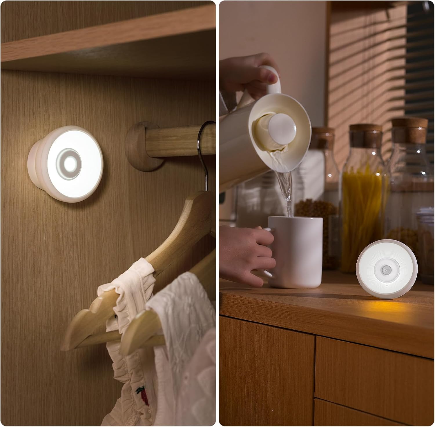 2 Pack Rechargeable Motion Sensor Light Indoor, Wireless Under Cabinet Lighting LED Lights for Bedroom/Bathroom/Kitchen/Stairs Home Decor (White Light)