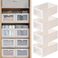 Pradnel Linen Closet Organizers And Storage, 4 Pack Storage Bins Baskets for Organization Foldable Organizer with Clear Window Organizing Clothing, Jeans, Shelves