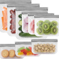 9 Pack Reusable Silicone Food Storage Bags - Freezer, Microwave & Dishwasher Safe Leakproof Reusable Bags, Freezer Storage Bags Sets - 3 Gallon 3 Snack 3 Sandwich Bags
