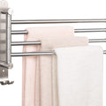 NearMoon Swivel Towel Rack, 13.8" Thicken 304 Stainless Steel 4-Arm Towel Bar, Space Saving Wall Mounted Towel Holder with Hook, Rustproof Swing Out Towel Hanger for Bathroom, Kitchen (Brushed Nickel)