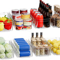 Clear Fridge Organizer, Refrigerator Organizer Bins with Handle, Freezer, Kitchen Cabinet, Pantry Organization, BPA Free Fridge Organizers (12.4 inch 8 Pack)