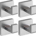 Brushed Nickel Towel Hooks for Bathrooms, Heavy Duty Wall Mounted Stainless Steel Modern Hook, 4 Pack – Ideal for Hanging Towels, Robes, Coats, in Kitchen, Bedroom, Bathroom, or Hotel