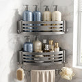 Corner Shower Shelf No Drill Adhesive Bathroom Caddy Wall Mounted Shower Organizer for Inside Shower 2-Pack Matte Gray Aluminum