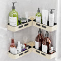 Corner Shower Caddy Organizer 2 Pack, No Drill Adhesive Shower Shelves with Adjustable Angle, Durable & Rustproof Plastic Bathroom Caddy for Storage, Soap Bar & Shampoo Holder Wall Mount, Beige