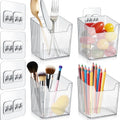4 Pack Acrylic Wall Mount Organizer, Adhesive Cabinet Door Storage Bins, Clear Makeup Containers, Stackable Organizer Basket for Kitchen, Bathroom, Cabinet, Pantry, Office