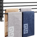 NearMoon Swivel Towel Rack, 19.5" Thicken 304 Stainless Steel 4-Arm Towel Bar, Space Saving Wall Mounted Towel Holder with Hook, Rustproof Swing Out Towel Hanger for Bathroom, Kitchen (Matte Black)