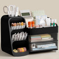 HBlife Desk Organizer with Pen Pencil Holder for Desk, Pen Organizer with 2 Drawers, Desk Organizers and Accessories with 4 Compartments, Desktop Storage for Office Home School Art Supplies, Black