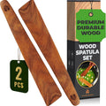 Wooden Spatula for Cooking Set of 2-12 Inch Teak Spatula for Non Stick Frying Pan - Turner & Flipper for Cast Iron, Egg & Pancake Scraper - BPA Free & Heat Resistant Wooden Cooking Utensils