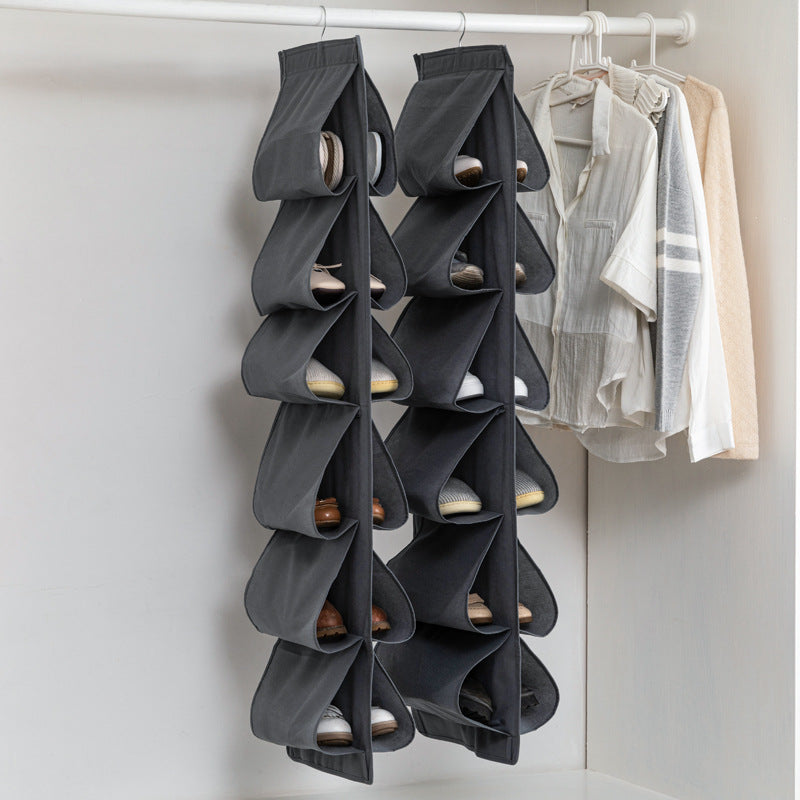 12-compartment hanging shoe storage bag, wall-mounted bag for clothes, multi-layer wardrobe shoe rack, three-dimensional hanging door storage bag