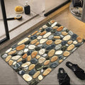 Pebble-patterned soft diatomaceous earth floor mat, kitchen doorway stain-resistant, bathroom mat, non-slip and absorbent.