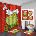 Four-piece polyester waterproof and mildew-proof bathroom set, including shower curtain and floor mat.