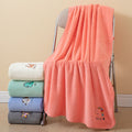 Coral velvet thickened bath towel embroidered absorbent beach towel
