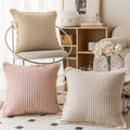 New Arrival Cotton Linen Stripe Throw Pillow Cover with Tassel Ins Minimalist Decorative Pillow Case for Sofa Couch Bedroom Living Room Home
