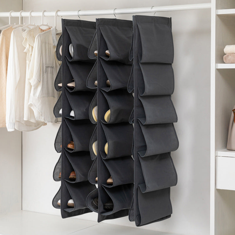12-compartment hanging shoe storage bag, wall-mounted bag for clothes, multi-layer wardrobe shoe rack, three-dimensional hanging door storage bag