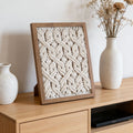 Hand-woven tapestry decorations in a Nordic style