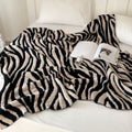 Zebra-print sofa knitted blanket, half-pile nap blanket