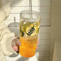 Instagram-worthy large-capacity glass cup with lid and straw.