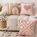 Ins Style Pink Tufted Throw Pillow Cover Heart Shape Removable Decorative Pillow Case Fresh Style for Sofa Couch Bedroom Living Room Home