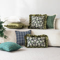 Velvet Throw Pillow Cover with Lace Trim Soft Decorative Pillow Case for Sofa Couch Bedroom Living Room Hotel Home Bed Headrest Lumbar Pillow