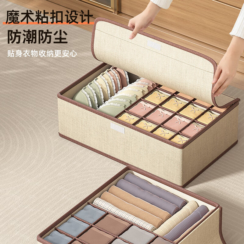 Dormitory underwear storage box, underwear and socks storage box, home intimate clothing three-in-one drawer-type box with lid